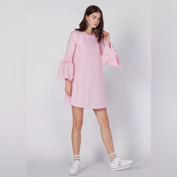 Zara Blogger Favorite Striped Skort Romper Mini Dress with Long Bell Sleeves - Picture 5 of 16